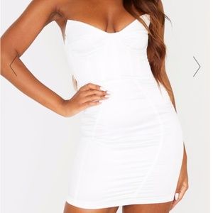 White Bandeau Binding Cup Detail Bodycon Dress